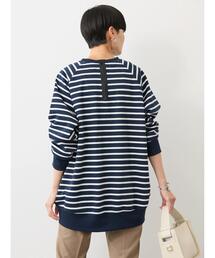 バックZIPロゴ刺繍ポンチチュニック