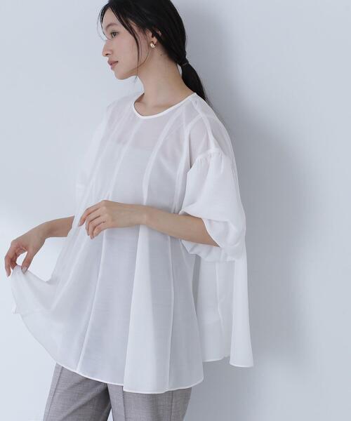 NATURAL BEAUTY BASIC(ナチュラルビューティーベーシック)の「◇【Oggi掲載】シアーボリュームブラウス(シャツ/ブラウス・レディース・ホワイト/ブラック/マジェンタ・FREE)」の8枚目の写真