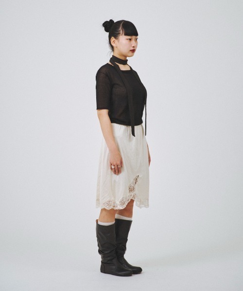 forget-me-nots(フォーゲットミーノッツ)の「ハーフスリーブニット FMN-24SS-KN-001(ニット/セーター・レディース・ホワイト/ブラック・FREE)」の8枚目の写真