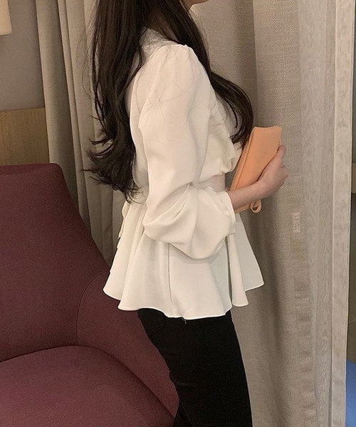 Twinkle;pm（トゥインクルピーエム）の「カシュクールペプラムブラウス（シャツ/ブラウス・レディース・ホワイト/ライトブルー/ライトピンク・X-LARGE/LARGE/MEDIUM/SMALL）」の9枚目の写真