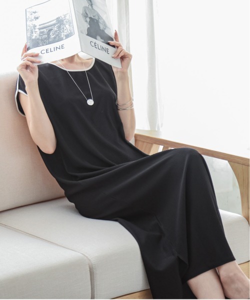 La-gemme(ラジェム)の「ストライプジャガードワンピース(ワンピース・レディース・ブラック/オフホワイト/ブルー/ベージュ・フリー)」の10枚目の写真