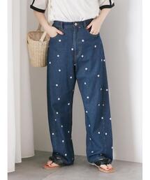 ehka sopo | 花刺繍デニムパンツ(セットアップ可)(デニムパンツ)