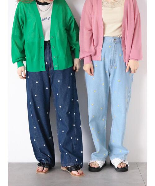 ehka sopo(エヘカソポ)の「花刺繍デニムパンツ(セットアップ可)(デニムパンツ・レディース・ブラック/サックスブルー/ネイビー・F)」の5枚目の写真