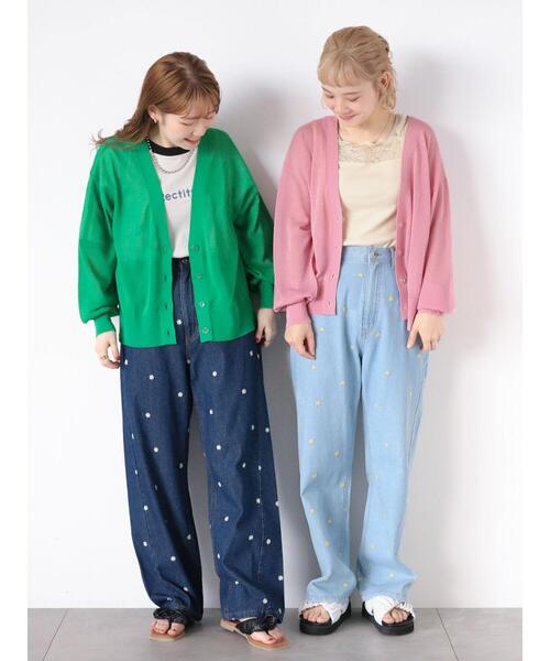 ehka sopo（エヘカソポ）の「花刺繍デニムパンツ(セットアップ可