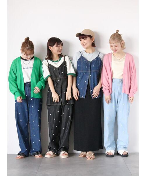 ehka sopo(エヘカソポ)の「花刺繍デニムパンツ(セットアップ可)(デニムパンツ・レディース・ブラック/サックスブルー/ネイビー・F)」の8枚目の写真