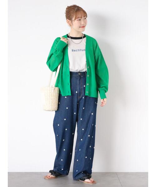 ehka sopo(エヘカソポ)の「花刺繍デニムパンツ(セットアップ可)(デニムパンツ・レディース・ブラック/サックスブルー/ネイビー・F)」の10枚目の写真