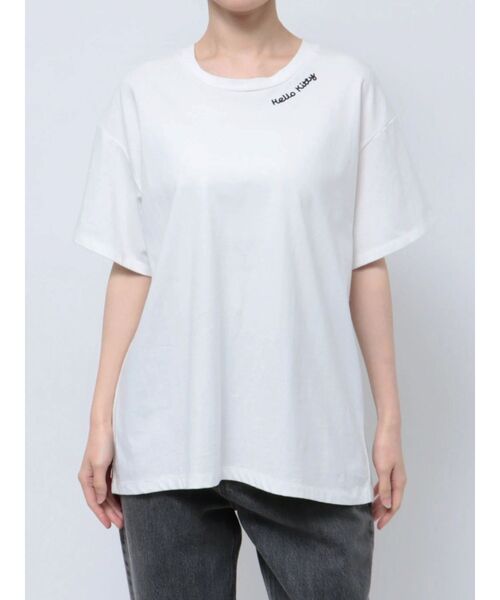 ハローキティ　Nina mew コラボTシャツ Ninamew ハローキティープリントTシャツ （WH） -アウトレット