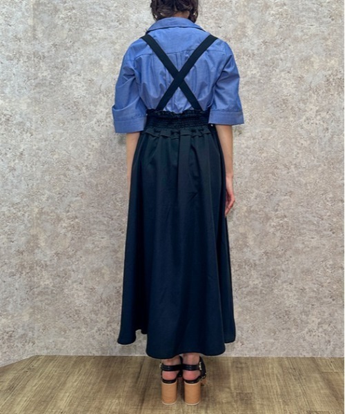 アクシーズファム ロングスカート ブルー axes femme（アクシーズファム）の「サス付レースアップロング