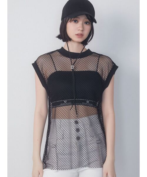 EMODA（エモダ）の「メッシュジャガードキャミソールセット（Tシャツ/カットソー・レディース・グレー/ブラック・FREE）」の12枚目の写真