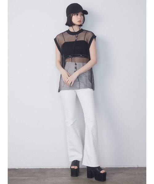 EMODA（エモダ）の「メッシュジャガードキャミソールセット（Tシャツ/カットソー・レディース・グレー/ブラック・FREE）」の9枚目の写真