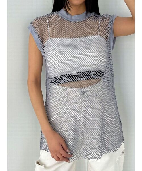 EMODA（エモダ）の「メッシュジャガードキャミソールセット（Tシャツ/カットソー・レディース・グレー/ブラック・FREE）」の17枚目の写真