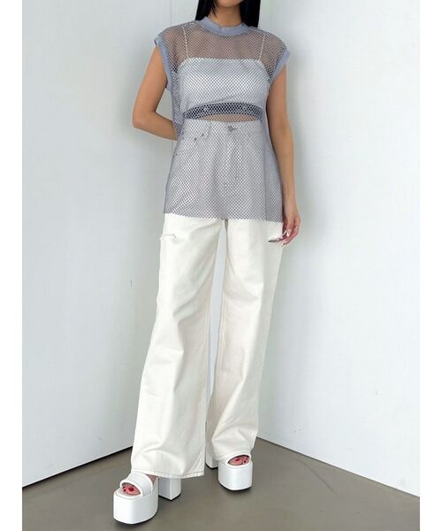 EMODA（エモダ）の「メッシュジャガードキャミソールセット（Tシャツ/カットソー・レディース・グレー/ブラック・FREE）」の19枚目の写真