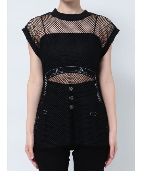 EMODA（エモダ）の「メッシュジャガードキャミソールセット（Tシャツ/カットソー・レディース・グレー/ブラック・FREE）」の21枚目の写真