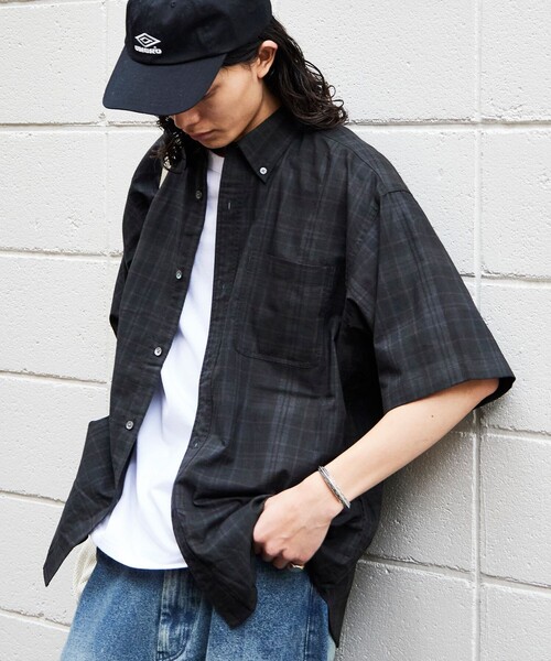 【セール】FREAK’S STORE/フリークスストア インド製 リラックスフィット ダークマドラスチェック ボタンダウンシャツ ショートスリーブ（シャツ/ブラウス）｜FREAK'S STORE（フリークスストア）