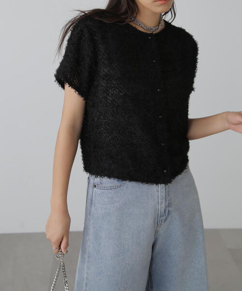 FREE'S MART（フリーズマート）の「◆フロントボタンカットジャガードブラウス（シャツ/ブラウス・レディース・ブラック/グレー/ホワイト/グリーン・FREE）」の6枚目の写真