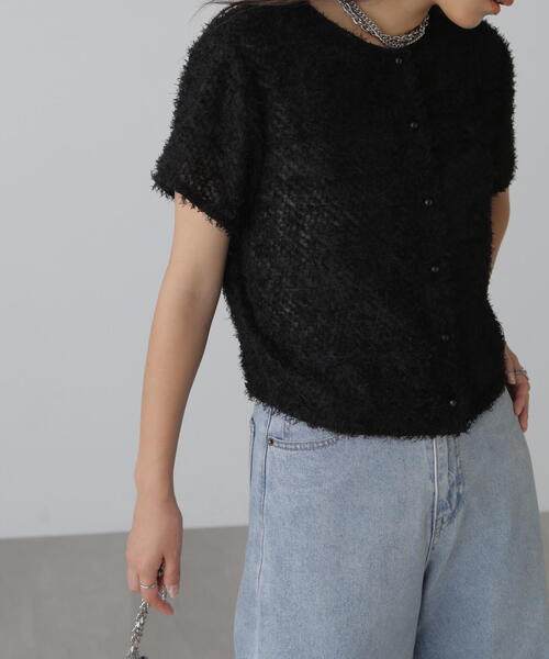 FREE'S MART（フリーズマート）の「◆フロントボタンカットジャガードブラウス（シャツ/ブラウス・レディース・ブラック/グレー/ホワイト/グリーン・FREE）」の10枚目の写真