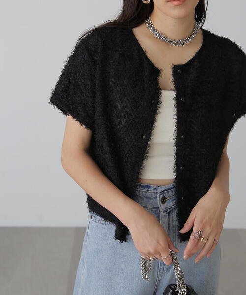 FREE'S MART（フリーズマート）の「◆フロントボタンカットジャガードブラウス（シャツ/ブラウス・レディース・ブラック/グレー/ホワイト/グリーン・FREE）」の11枚目の写真