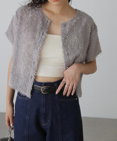 FREE'S MART（フリーズマート）の「◆フロントボタンカットジャガードブラウス（シャツ/ブラウス・レディース・ブラック/グレー/ホワイト/グリーン・FREE）」の5枚目の写真