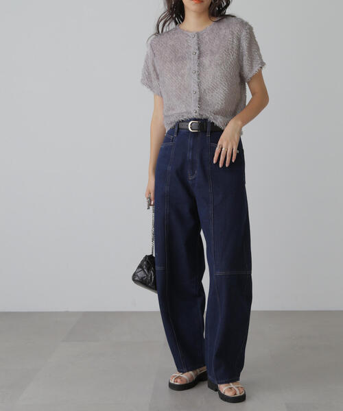 FREE'S MART（フリーズマート）の「◆フロントボタンカットジャガードブラウス（シャツ/ブラウス・レディース・ブラック/グレー/ホワイト/グリーン・FREE）」の6枚目の写真