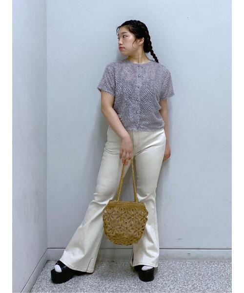 FREE'S MART（フリーズマート）の「◆フロントボタンカットジャガードブラウス（シャツ/ブラウス・レディース・ブラック/グレー/ホワイト/グリーン・FREE）」の15枚目の写真