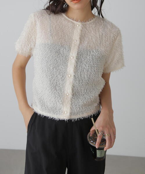 FREE'S MART（フリーズマート）の「◆フロントボタンカットジャガードブラウス（シャツ/ブラウス・レディース・ブラック/グレー/ホワイト/グリーン・FREE）」の19枚目の写真