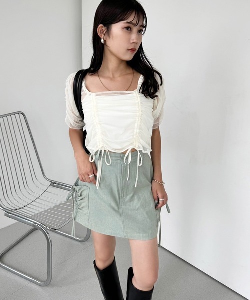 one after another NICE CLAUP(ワンアフターアナザーナイスクラップ)の「シアードロストトップス(インナーセットアイテム)(シャツ/ブラウス・レディース・アイボリー/チャコールグレー/オフホワイト・FREE)」の5枚目の写真