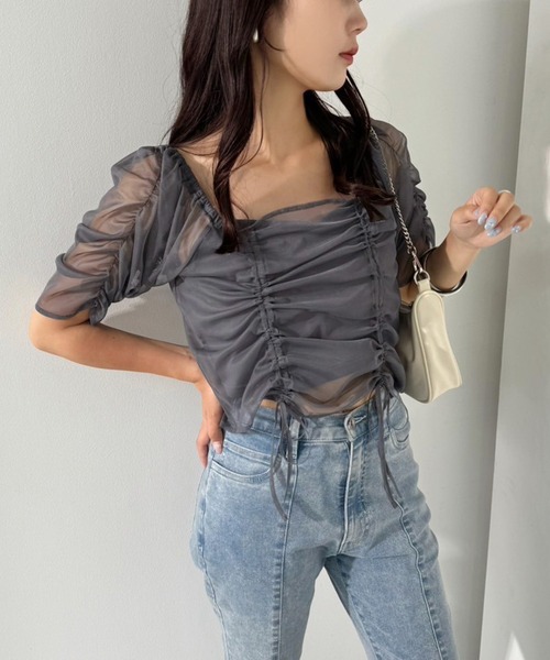 one after another NICE CLAUP(ワンアフターアナザーナイスクラップ)の「シアードロストトップス(インナーセットアイテム)(シャツ/ブラウス・レディース・アイボリー/チャコールグレー/オフホワイト・FREE)」の20枚目の写真