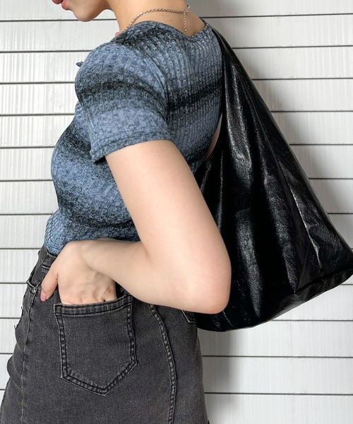 SpRay（スプレイ）の「メランジボーダーレースアップトップス（Tシャツ/カットソー・レディース・ベージュ/ブラック/ブルー・FREE）」の16枚目の写真