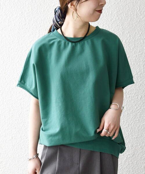 SHIPS any(シップス エニィ)の「SHIPS any:〈洗濯機可能〉インレイ コクーン ショートスリーブ プルオーバー(Tシャツ/カットソー・レディース・ホワイト/キャメル/ブルー/ブラック/ブラウン/レンガ/チャコールグレー/グリーン・ONE SIZE)」の5枚目の写真