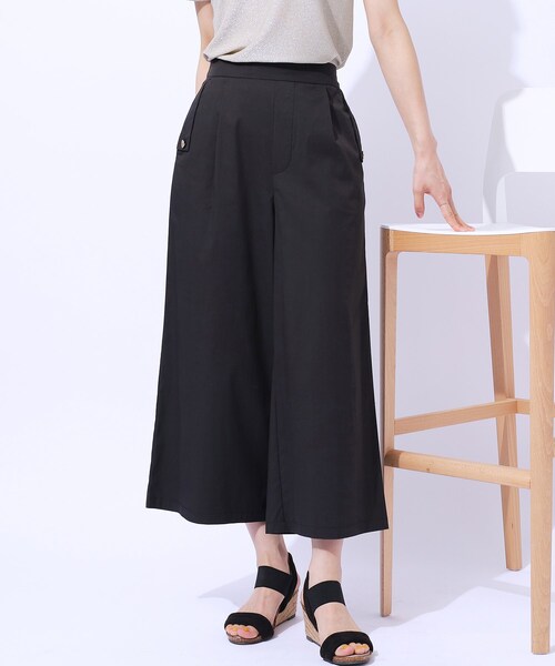 DRESKIP（ドレスキップ）の「◆【UV/8分丈】低身長さんにも 金ボタンがアクセント フラップポケットパンツ（その他パンツ・レディース・ブラック/ダークオリーブ/ブルー・02/03/04）」の2枚目の写真