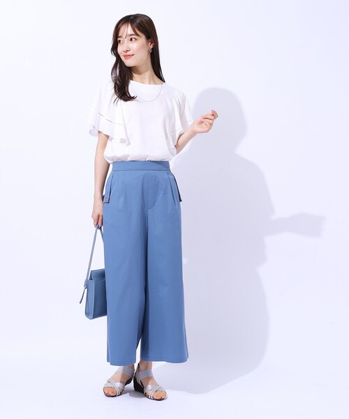 DRESKIP（ドレスキップ）の「◆【UV/8分丈】低身長さんにも 金ボタンがアクセント フラップポケットパンツ（その他パンツ・レディース・ブラック/ダークオリーブ/ブルー・02/03/04）」の14枚目の写真