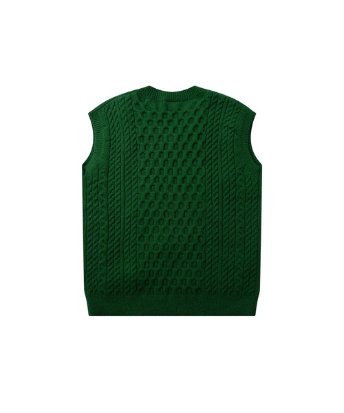 HOOK(フック)の「HOOK -original- ハートパッチ編み上げニットベスト (AW)(ベスト・メンズ・ライトベージュ/グリーン・XL/L/M)」の5枚目の写真