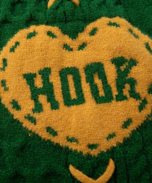 HOOK(フック)の「HOOK -original- ハートパッチ編み上げニットベスト (AW)(ベスト・メンズ・ライトベージュ/グリーン・XL/L/M)」の9枚目の写真