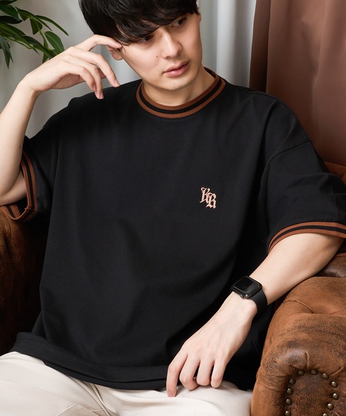 【タグ付き未使用】マチャット　リバーバイカラーTシャツ黒/緑 半袖Tシャツ タグ付き未使用】MACHATT リバーバイカラーTシャツ黒/緑 半袖T