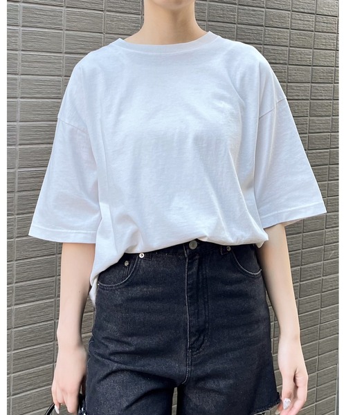 RGY(アールジーワイ)の「【RGY】ピグメント BIG Tシャツ(CP)(Tシャツ/カットソー・レディース・アイボリー/チャコール/サックスブルー・M/L)」の1枚目の写真