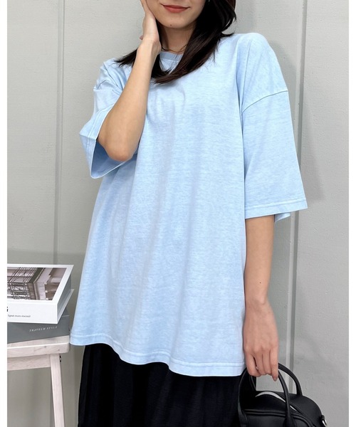 RGY(アールジーワイ)の「【RGY】ピグメント BIG Tシャツ(CP)(Tシャツ/カットソー・レディース・アイボリー/チャコール/サックスブルー・M/L)」の13枚目の写真