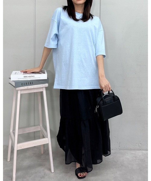 RGY(アールジーワイ)の「【RGY】ピグメント BIG Tシャツ(CP)(Tシャツ/カットソー・レディース・アイボリー/チャコール/サックスブルー・M/L)」の17枚目の写真