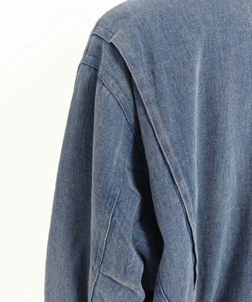Jih Nunc(ジーヌンク)の「mj10140- ユーズド加工ルーズシルエットデニムブルゾン(デニムジャケット・メンズ・ブラック/インディゴブルー/ブルーグリーン・M/S/L)」の22枚目の写真