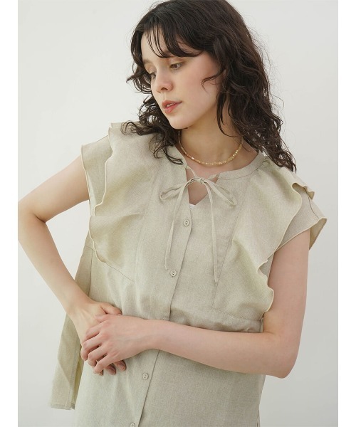 【セール】Melange double ruffle blouse（シャツ/ブラウス）｜FIKA.（フィーカ）