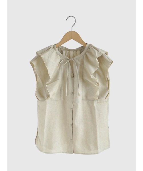 FIKA.(フィーカ)の「Melange double ruffle blouse(シャツ/ブラウス・レディース・ブラウン/ベージュ・FREE)」の9枚目の写真