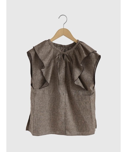FIKA.(フィーカ)の「Melange double ruffle blouse(シャツ/ブラウス・レディース・ブラウン/ベージュ・FREE)」の4枚目の写真