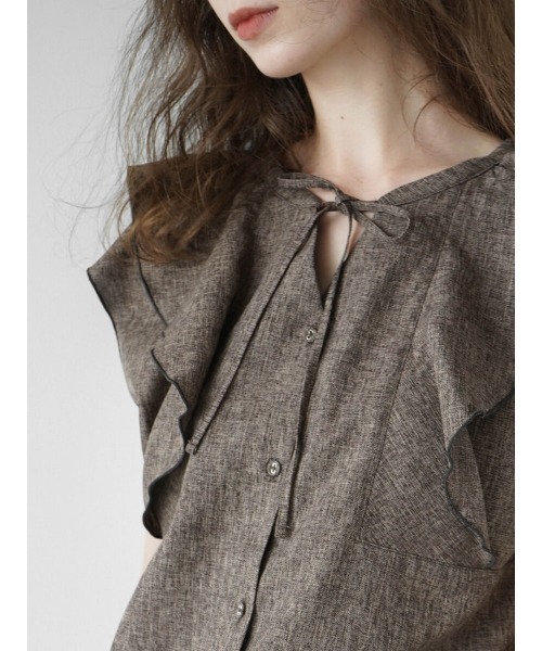 FIKA.(フィーカ)の「Melange double ruffle blouse(シャツ/ブラウス・レディース・ブラウン/ベージュ・FREE)」の8枚目の写真