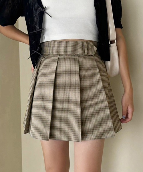 one after another NICE CLAUP（ワンアフターアナザーナイスクラップ）の「プリーツミニスカート【S/Mサイズ】（スカート・レディース・ベージュ系その他/杢グレー/ブラウン系その他/ブラック・MEDIUM/SMALL）」の4枚目の写真