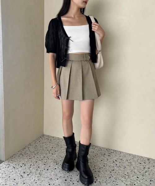 one after another NICE CLAUP（ワンアフターアナザーナイスクラップ）の「プリーツミニスカート【S/Mサイズ】（スカート・レディース・ベージュ系その他/杢グレー/ブラウン系その他/ブラック・MEDIUM/SMALL）」の7枚目の写真