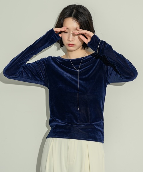 シアーベロアバックシャントップス（Tシャツ/カットソー