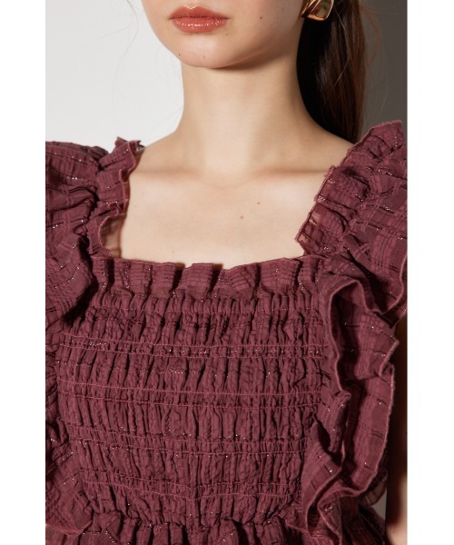 【未使用】HIAND ぺブラムフリルシャツ rienda | ボウタイフリルペプラムブラウス (シャツ・ブラウス