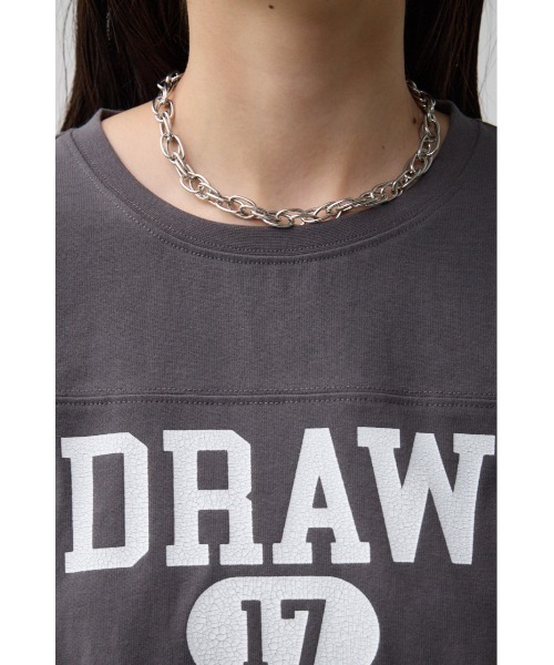 AZUL by moussy(アズールバイマウジー)の「JM フットボールTシャツ(Tシャツ/カットソー・レディース・バーガンディー/チャコールグレー・FREE)」の3枚目の写真