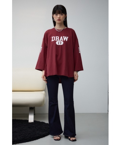 AZUL by moussy(アズールバイマウジー)の「JM フットボールTシャツ(Tシャツ/カットソー・レディース・バーガンディー/チャコールグレー・FREE)」の8枚目の写真