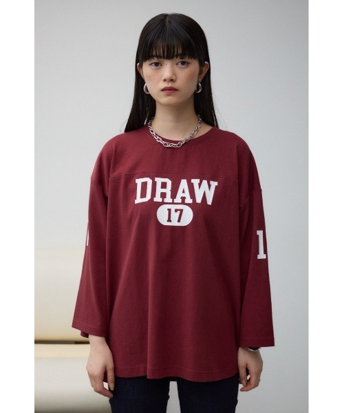 AZUL by moussy(アズールバイマウジー)の「JM フットボールTシャツ(Tシャツ/カットソー・レディース・バーガンディー/チャコールグレー・FREE)」の9枚目の写真