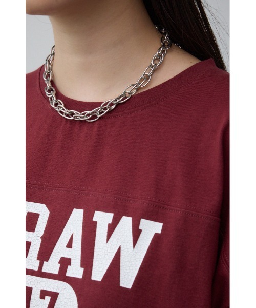 AZUL by moussy(アズールバイマウジー)の「JM フットボールTシャツ(Tシャツ/カットソー・レディース・バーガンディー/チャコールグレー・FREE)」の13枚目の写真